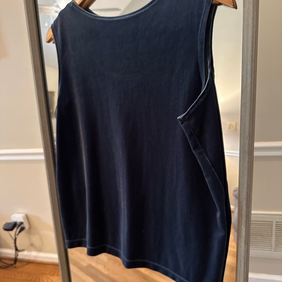 Susan Graver Vintage Elegant Navy Velvet Sleeveless Top Size Large - Picture 4 of 5
